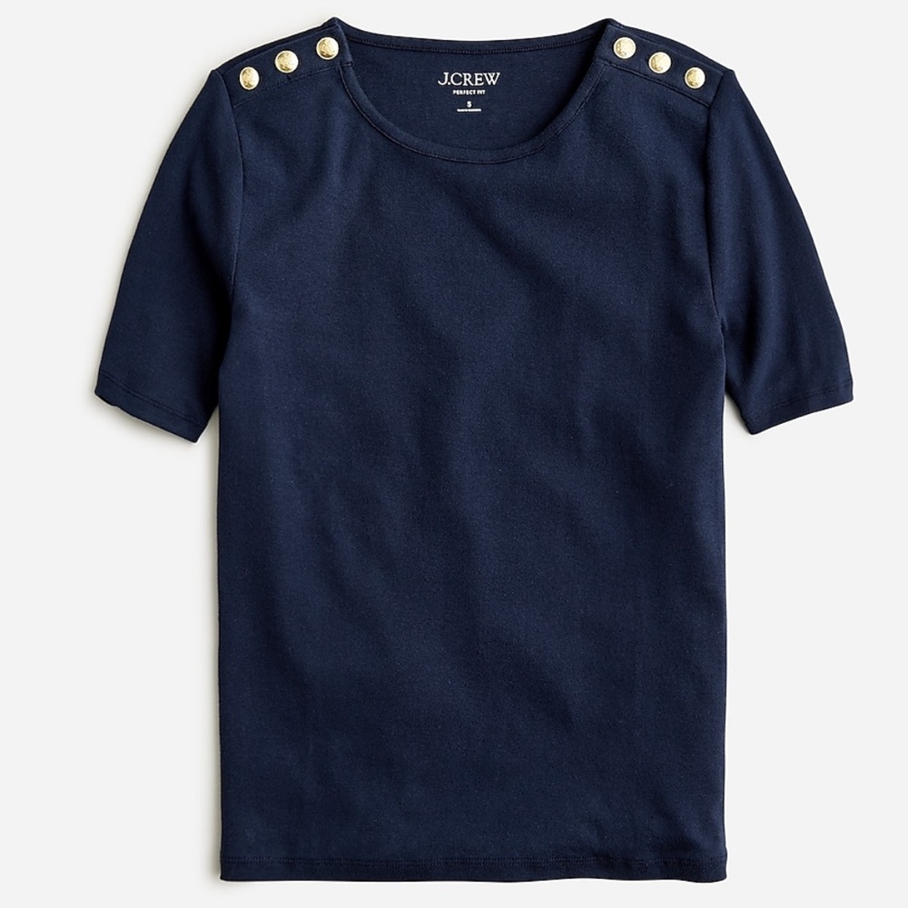 NWT J. Crew Perfect Fit Elbow Shirt with Buttons Navy XL